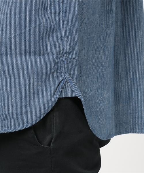 WORK NOT WORK URBAN RESEARCH（ワークノットワークアーバンリサーチ）の「WORK NOT WORK INDIGO STRIPE GRANDAD SH（シャツ/ブラウス・メンズ・インディゴブルー/ブラック・LARGE/SMALL/MEDIUM）」の3枚目の写真