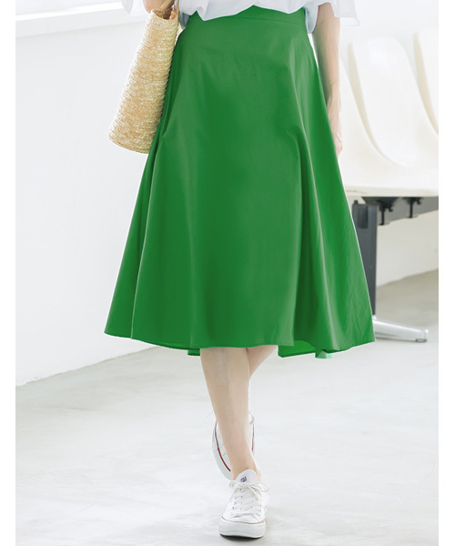 Re:EDIT（リエディ）の「[大人の夏フレア。]コットン100％バックゴムフレアスカートボトムス/スカート/ロング・マキシ丈（76cm～）[リエディ]（スカート・レディース・グリーン/マスタード/ブルー/ブラック・LARGE/MEDIUM）」の3枚目の写真