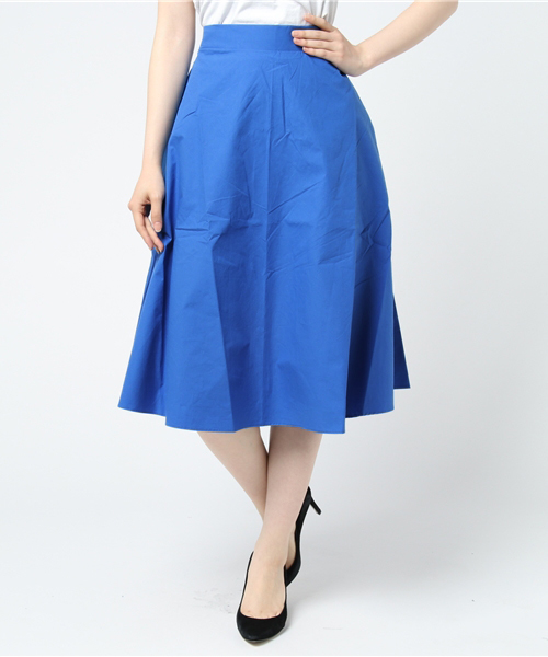 Re:EDIT（リエディ）の「[大人の夏フレア。]コットン100％バックゴムフレアスカートボトムス/スカート/ロング・マキシ丈（76cm～）[リエディ]（スカート・レディース・グリーン/マスタード/ブルー/ブラック・LARGE/MEDIUM）」の4枚目の写真