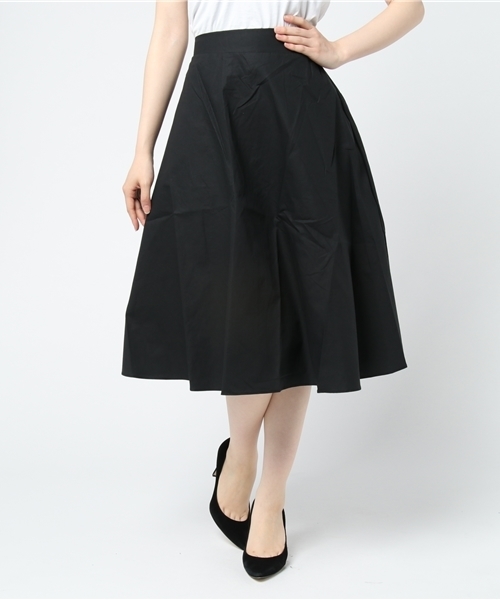 Re:EDIT（リエディ）の「[大人の夏フレア。]コットン100％バックゴムフレアスカートボトムス/スカート/ロング・マキシ丈（76cm～）[リエディ]（スカート・レディース・グリーン/マスタード/ブルー/ブラック・LARGE/MEDIUM）」の2枚目の写真