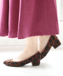 SESTO | ふわふわクッションインソール＆屈曲するアウトソール！チャンキーヒールポインテッドトゥリボン付きパンプス(バレエシューズ)