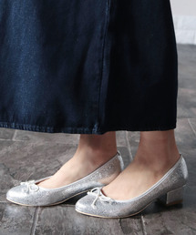 SESTO | ふわふわクッションインソール＆屈曲するアウトソール！チャンキーヒールポインテッドトゥリボン付きパンプス(バレエシューズ)