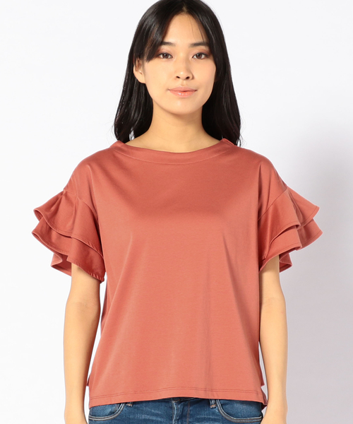 SHIPS(シップス)の「フリルスリーブトップス(Tシャツ/カットソー・レディース・オフホワイト/ブラック/ピンク系その他・ONE SIZE)」の6枚目の写真