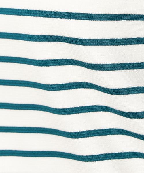 green label relaxing（グリーンレーベルリラクシング）の「KF リップルボーダー Vネック カットソー ◆（Tシャツ/カットソー・レディース・ブラック/パープル/ケリー・FREE）」の4枚目の写真