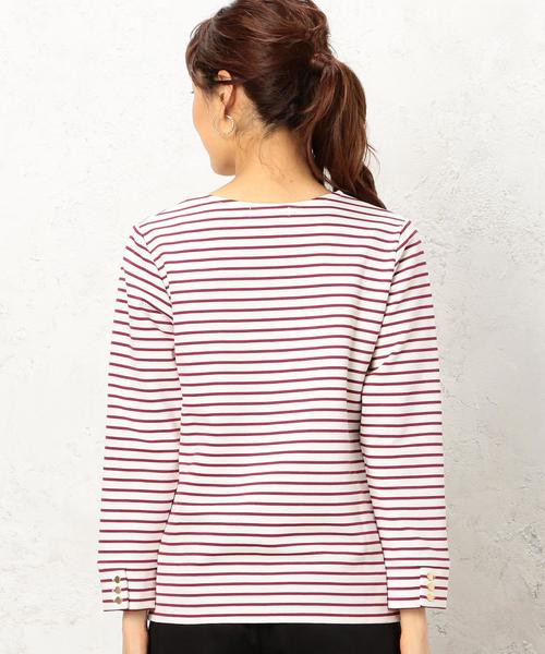 green label relaxing（グリーンレーベルリラクシング）の「KF リップルボーダー Vネック カットソー ◆（Tシャツ/カットソー・レディース・ブラック/パープル/ケリー・FREE）」の7枚目の写真