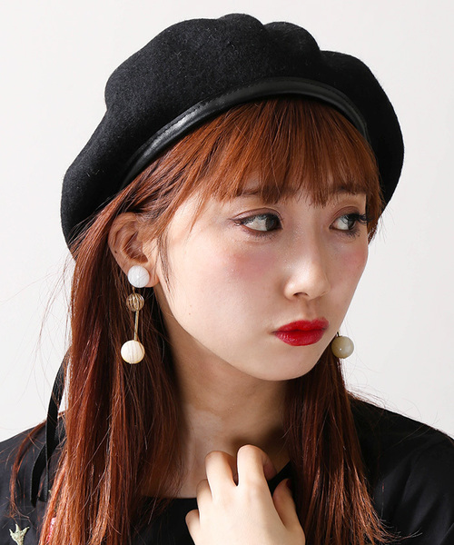 WEGO(ウィゴー)の「WEGO/パイピングベレー帽(ハンチング/ベレー帽)」|ブラック