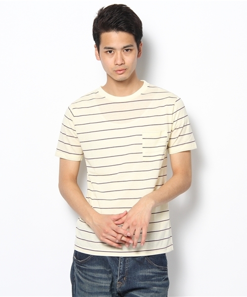 BEAUTY&YOUTH UNITED ARROWS（ビューティーアンドユースユナイテッドアローズ）の「BY ピンボーダー クルーネック S/SL◆（Tシャツ/カットソー・メンズ・ライトピンク/クリーム/コバルトブルー・SMALL/MEDIUM/LARGE/X-LARGE）」の2枚目の写真