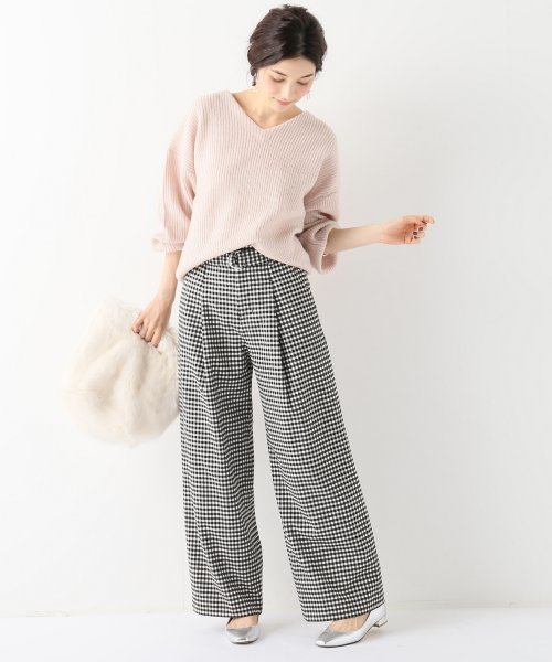 SLOBE IENA（スローブイエナ）の「ギンガムベルト付きワイドパンツ◆（その他パンツ・レディース・ブラック/ボルドー・40/38/36）」の13枚目の写真