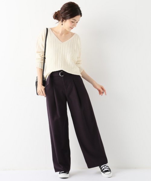 SLOBE IENA（スローブイエナ）の「ギンガムベルト付きワイドパンツ◆（その他パンツ・レディース・ブラック/ボルドー・40/38/36）」の15枚目の写真