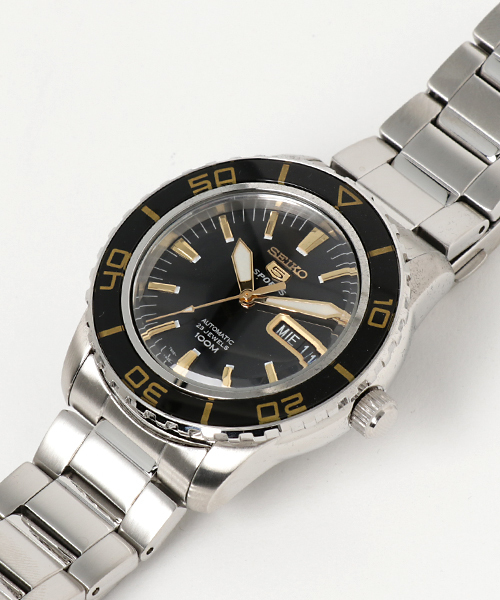SEIKO(セイコー)の「SEIKO / セイコー SEIKO5 SPORTS 自動巻き メタルバンド SNZH53J1 SNZH55J1 SNZH57J1(腕時計)」|ブラック×ゴールド
