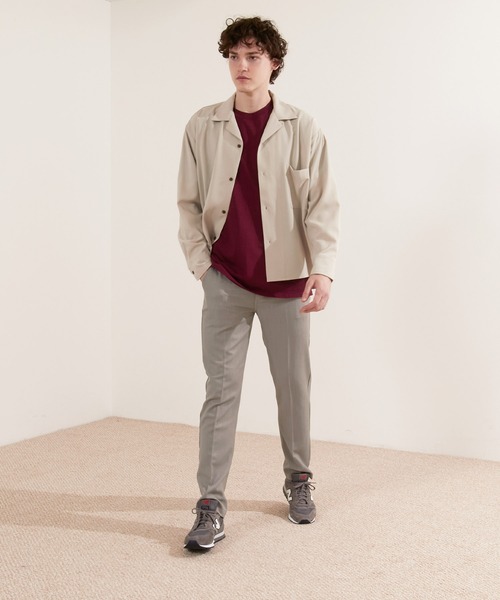 PT01／ドレスチノスラックス／size 44／ベージュ セール】TRストレッチスリムスラックス（スラックス）｜EMMA