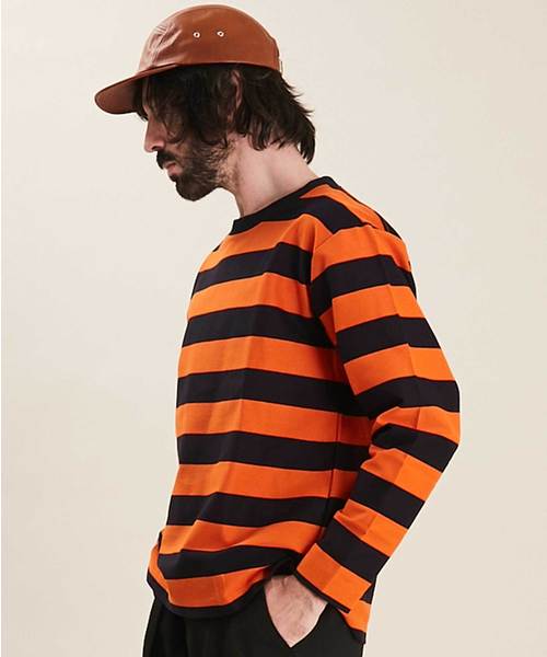 UNITED TOKYO（ユナイテッドトウキョウ）の「ハイカウントラッセルボーダーロングスリーブTEE（Tシャツ/カットソー・メンズ・ブラック/オレンジ・3/1/2）」の6枚目の写真