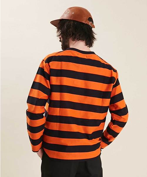 UNITED TOKYO（ユナイテッドトウキョウ）の「ハイカウントラッセルボーダーロングスリーブTEE（Tシャツ/カットソー・メンズ・ブラック/オレンジ・3/1/2）」の7枚目の写真