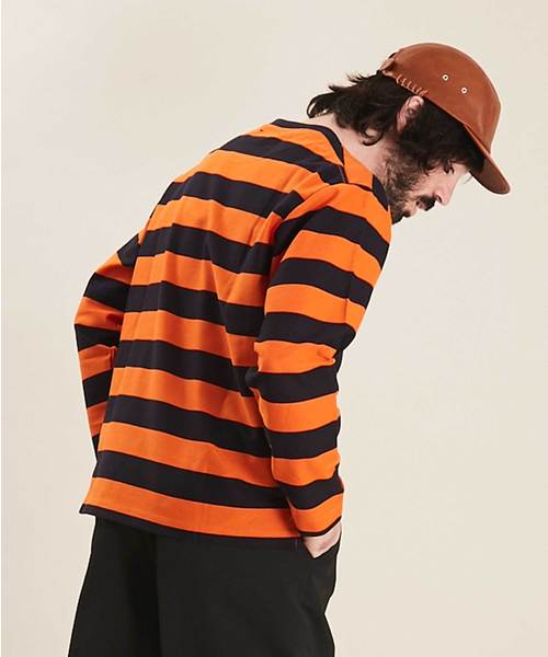 UNITED TOKYO（ユナイテッドトウキョウ）の「ハイカウントラッセルボーダーロングスリーブTEE（Tシャツ/カットソー・メンズ・ブラック/オレンジ・3/1/2）」の8枚目の写真