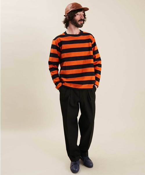 UNITED TOKYO（ユナイテッドトウキョウ）の「ハイカウントラッセルボーダーロングスリーブTEE（Tシャツ/カットソー・メンズ・ブラック/オレンジ・3/1/2）」の9枚目の写真