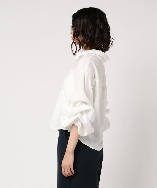 KOBE LETTUCE（コウベレタス）の「[ドット柄/ギンガムチェック柄/無地]ボリュームスリーブスキッパーシャツブラウス/レディーストップス[C3206]神戸レタス（シャツ/ブラウス・レディース・オフホワイト/ピンク/サックスブルー/チェック/ドット/ブラック系その他/イエロー・FREE）」の8枚目の写真