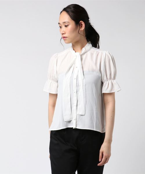 earth music&ecology（アースミュージックアンドエコロジー）の「・ボウタイブラウス（シャツ/ブラウス・レディース・ブラック/ネイビー/アイボリー/イエロー・FREE）」の18枚目の写真