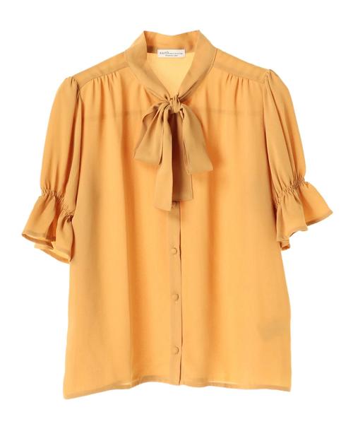 earth music&ecology（アースミュージックアンドエコロジー）の「・ボウタイブラウス（シャツ/ブラウス・レディース・ブラック/ネイビー/アイボリー/イエロー・FREE）」の9枚目の写真