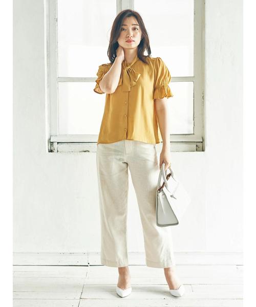 earth music&ecology（アースミュージックアンドエコロジー）の「・ボウタイブラウス（シャツ/ブラウス・レディース・ブラック/ネイビー/アイボリー/イエロー・FREE）」の13枚目の写真