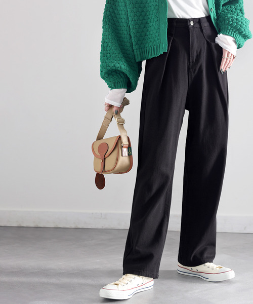 classicalelf（クラシカルエルフ）の「深めのタックが印象的。ハイウエストデニム＆チノ タックワイドパンツ（デニムパンツ・レディース・グレー/ブルー/カーキ/ワンウォッシュ/ナチュラル/ベージュ/ブラック/グリーン/ブラウン・SMALL/MEDIUM/LARGE/X-LARGE/XX-LARGE/XXX-LARGE）」の16枚目の写真