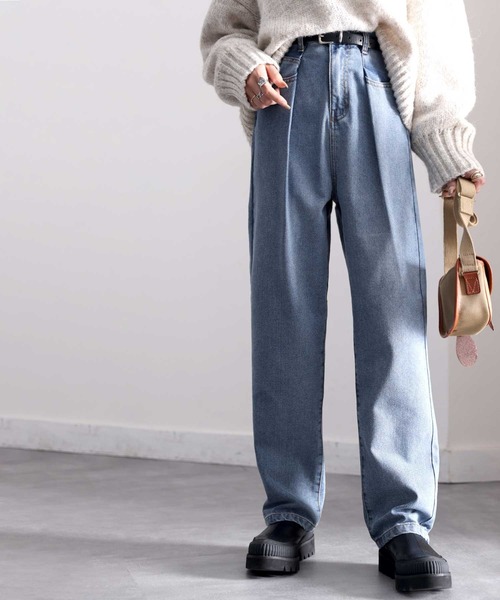 classicalelf（クラシカルエルフ）の「深めのタックが印象的。ハイウエストデニム＆チノ タックワイドパンツ（デニムパンツ・レディース・グレー/ブルー/カーキ/ワンウォッシュ/ナチュラル/ベージュ/ブラック/グリーン/ブラウン・SMALL/MEDIUM/LARGE/X-LARGE/XX-LARGE/XXX-LARGE）」の18枚目の写真