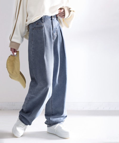 classicalelf（クラシカルエルフ）の「深めのタックが印象的。ハイウエストデニム＆チノ タックワイドパンツ（デニムパンツ・レディース・グレー/ブルー/カーキ/ワンウォッシュ/ナチュラル/ベージュ/ブラック/グリーン/ブラウン・SMALL/MEDIUM/LARGE/X-LARGE/XX-LARGE/XXX-LARGE）」の20枚目の写真