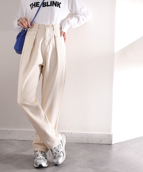 classicalelf（クラシカルエルフ）の「深めのタックが印象的。ハイウエストデニム＆チノ タックワイドパンツ（デニムパンツ・レディース・グレー/ブルー/カーキ/ワンウォッシュ/ナチュラル/ベージュ/ブラック/グリーン/ブラウン・SMALL/MEDIUM/LARGE/X-LARGE/XX-LARGE/XXX-LARGE）」の19枚目の写真