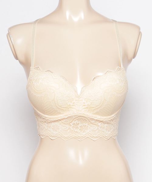 Absorle(アブソール)の「総レース背中見せワイヤレス ブラジャー(ブラ)」|クリーム
