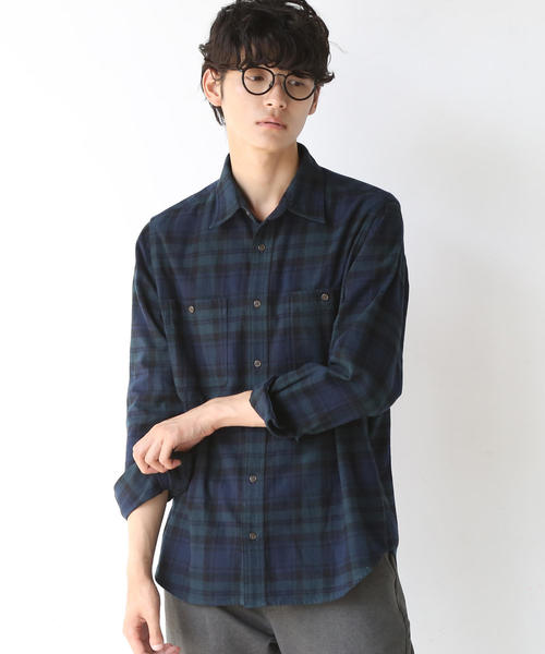 coen(コーエン)の「ブルックリンチェックワークネルシャツ(シャツ/ブラウス・メンズ・ネイビー/レッド/ダークグレー・SMALL/MEDIUM/LARGE/X-LARGE)」の3枚目の写真