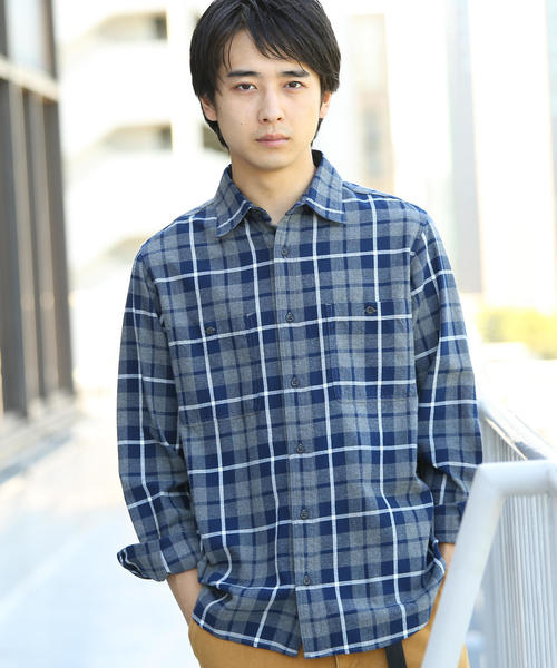 coen(コーエン)の「ブルックリンチェックワークネルシャツ(シャツ/ブラウス・メンズ・ネイビー/レッド/ダークグレー・SMALL/MEDIUM/LARGE/X-LARGE)」の2枚目の写真
