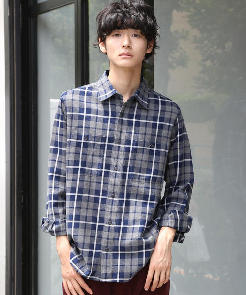 coen(コーエン)の「ブルックリンチェックワークネルシャツ(シャツ/ブラウス・メンズ・ネイビー/レッド/ダークグレー・SMALL/MEDIUM/LARGE/X-LARGE)」の11枚目の写真