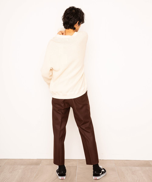 markaware（マーカウェア）の「【MARKAWARE】FRONT PLEATED PEGTOP（スラックス・メンズ・ブラック/ダークブラウン・1/2）」の4枚目の写真