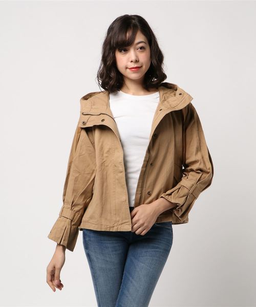 STYLEBLOCK（スタイルブロック）の「コットンフリルスリーブミリタリージャケット（モッズコート・レディース・ベージュ/ブラウン/カーキ/ブラック・M）」の4枚目の写真