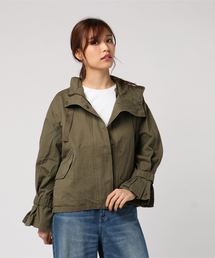コットンフリルスリーブミリタリージャケット