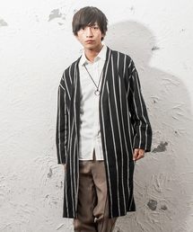MinoriTY | ビッグシルエットストライプノーカラーガウン ロングカーディガン(その他アウター)