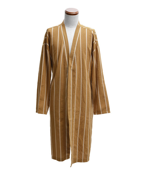 MinoriTY（マイノリティ）の「ビッグシルエットストライプノーカラーガウン ロングカーディガン（その他アウター・メンズ・モカ/ベージュ/ブラック・M/L）」の11枚目の写真