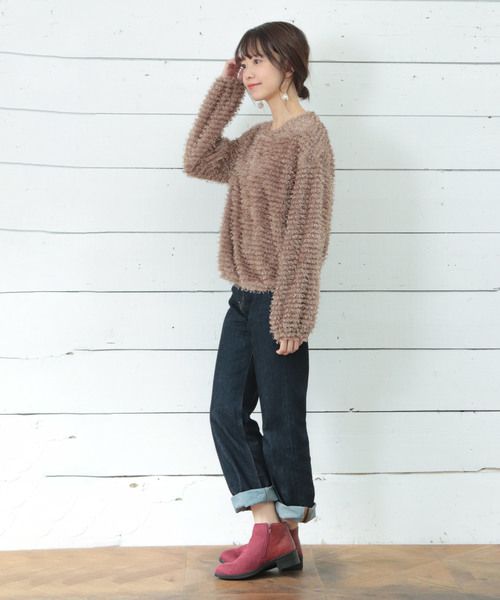 SESTO（セスト）の「異素材コンビネーションのサイドジップローヒールショートブーツ（ブーツ・レディース・ブラック/ダークブラウン/ワイン・LL/S/M/L）」の13枚目の写真