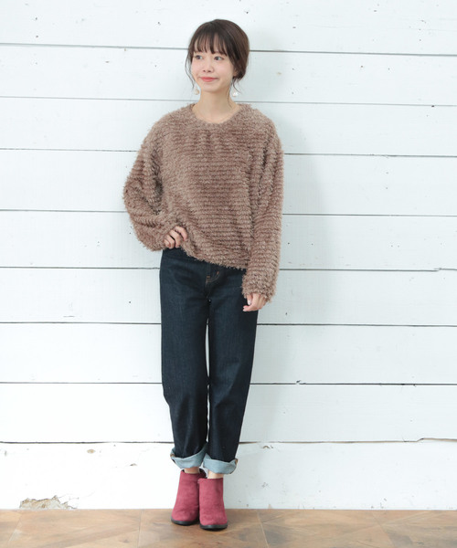 SESTO（セスト）の「異素材コンビネーションのサイドジップローヒールショートブーツ（ブーツ・レディース・ブラック/ダークブラウン/ワイン・LL/S/M/L）」の12枚目の写真