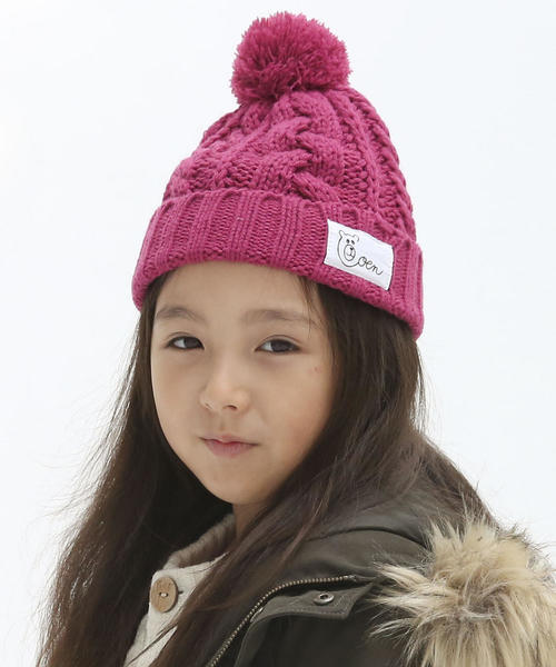 coen（コーエン）の「【coen キッズ / ジュニア】ケーブルポンポンワッチ（ニットキャップ/ビーニー・キッズ・ベージュ/ケリー/ネイビー/パープル/グレー・FREE）」の5枚目の写真