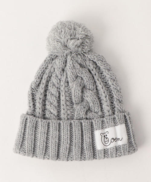 coen（コーエン）の「【coen キッズ / ジュニア】ケーブルポンポンワッチ（ニットキャップ/ビーニー・キッズ・ベージュ/ケリー/ネイビー/パープル/グレー・FREE）」の2枚目の写真