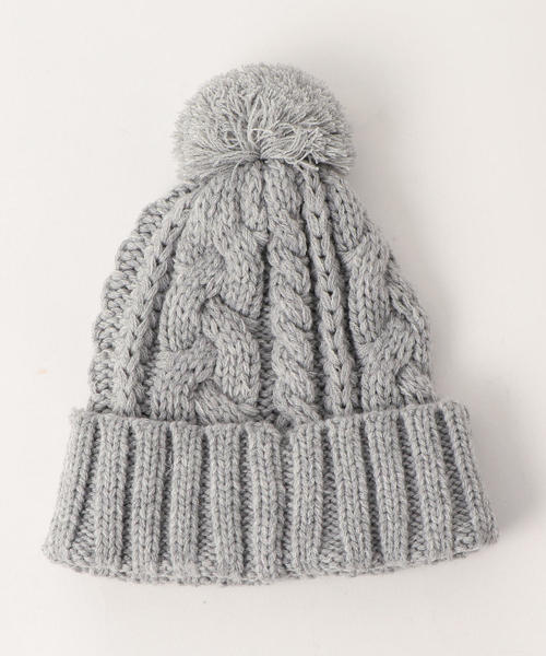 coen（コーエン）の「【coen キッズ / ジュニア】ケーブルポンポンワッチ（ニットキャップ/ビーニー・キッズ・ベージュ/ケリー/ネイビー/パープル/グレー・FREE）」の6枚目の写真