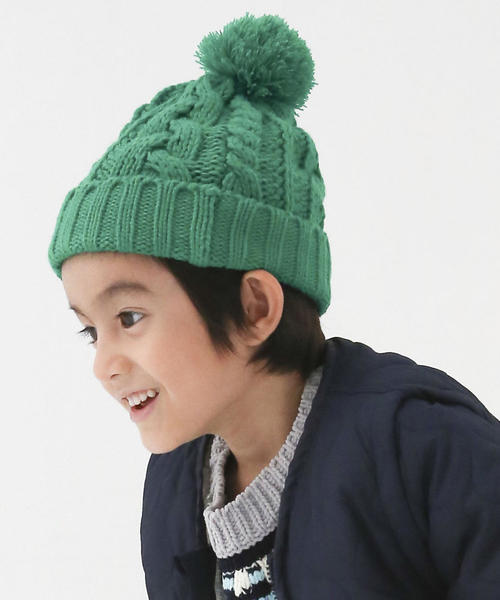 coen（コーエン）の「【coen キッズ / ジュニア】ケーブルポンポンワッチ（ニットキャップ/ビーニー・キッズ・ベージュ/ケリー/ネイビー/パープル/グレー・FREE）」の15枚目の写真