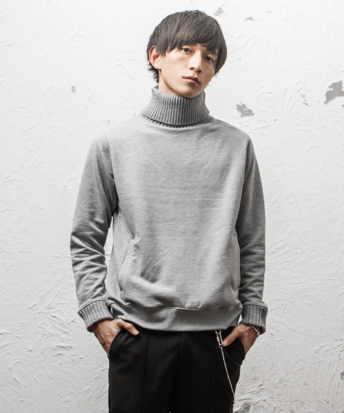 MinoriTY（マイノリティ）の「ビッグリブタートルトレーナー（Tシャツ/カットソー・メンズ・ネイビー/オフホワイト/杢グレー・M/L）」の3枚目の写真