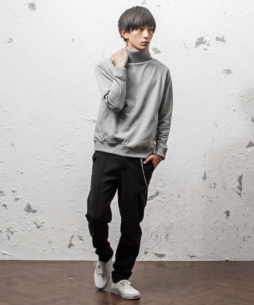 MinoriTY（マイノリティ）の「ビッグリブタートルトレーナー（Tシャツ/カットソー・メンズ・ネイビー/オフホワイト/杢グレー・M/L）」の7枚目の写真