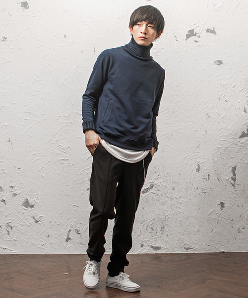 MinoriTY（マイノリティ）の「ビッグリブタートルトレーナー（Tシャツ/カットソー・メンズ・ネイビー/オフホワイト/杢グレー・M/L）」の12枚目の写真