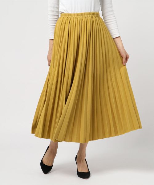 KOBE LETTUCE（コウベレタス）の「フェイクウールミディアム丈フレアプリーツスカート（スカート・レディース・ブラック/パープル/グレー/イエロー/アイボリー/ベージュ/モスグリーン・FREE）」の10枚目の写真