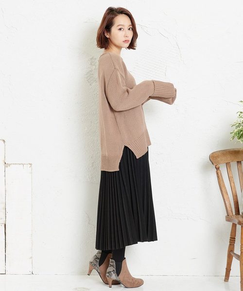 KOBE LETTUCE（コウベレタス）の「フェイクウールミディアム丈フレアプリーツスカート（スカート・レディース・ブラック/パープル/グレー/イエロー/アイボリー/ベージュ/モスグリーン・FREE）」の15枚目の写真