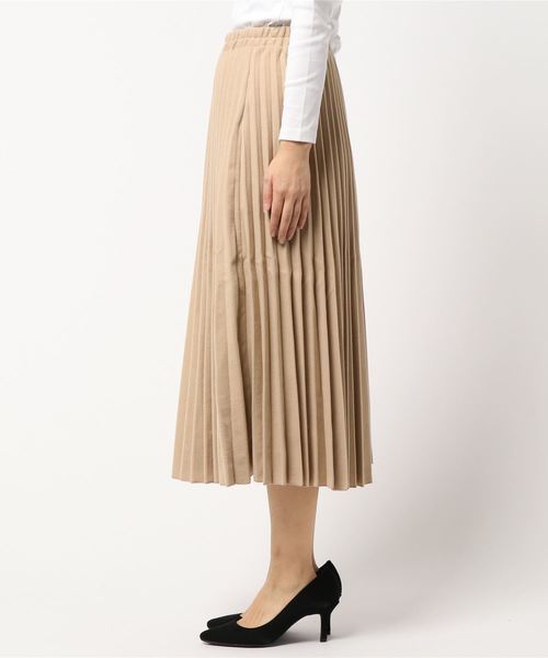 KOBE LETTUCE（コウベレタス）の「フェイクウールミディアム丈フレアプリーツスカート（スカート・レディース・ブラック/パープル/グレー/イエロー/アイボリー/ベージュ/モスグリーン・FREE）」の8枚目の写真