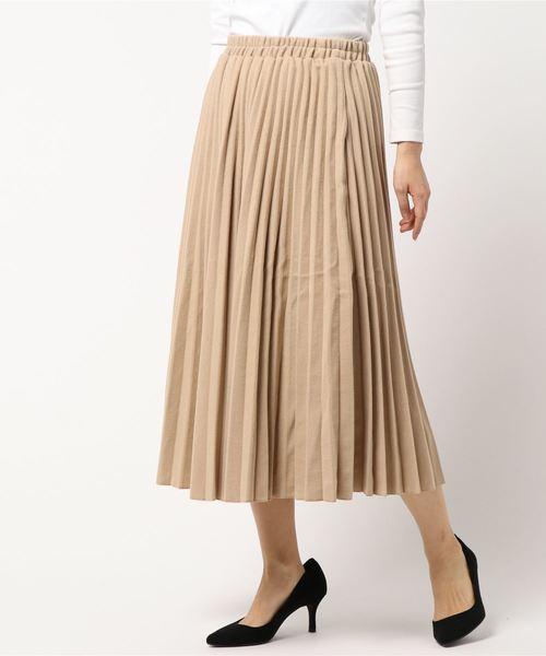 KOBE LETTUCE（コウベレタス）の「フェイクウールミディアム丈フレアプリーツスカート（スカート・レディース・ブラック/パープル/グレー/イエロー/アイボリー/ベージュ/モスグリーン・FREE）」の21枚目の写真