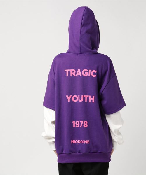 DING（ディング）の「DING/フェイクレイヤードプリントパーカー（パーカー・レディース・ブラック/パープル/グリーン・FREE）」の7枚目の写真